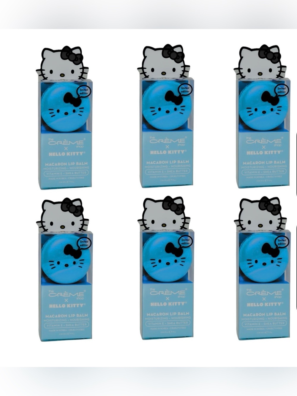 6 NIB The Creme Shop X Hello Kitty Macaron Lip Balm Cool As Mint Special Edition